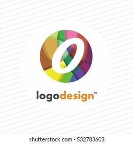 O letter logo in circle with rainbow dots. Vector elements for fashion, business, posters, t-shirts and cards.