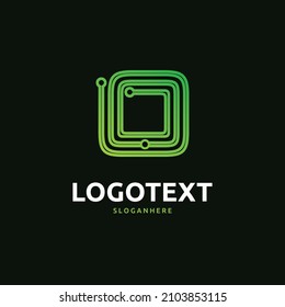 Logotipo de letra O, logotipo de circuito O, diseño de logotipo tecnológico