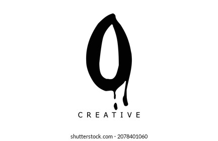 O Letter Logo Design with Black Paint logo template.