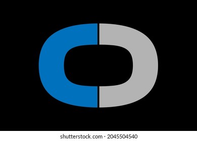 O letter logo design with blue and gry color.
