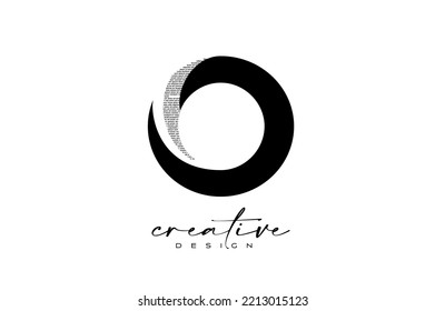 O Carta Diseño de logotipo con letra creativa o hecho de vectores de textura del tipo de letra negro. Icono gráfico O ilustración del logotipo de la carta.