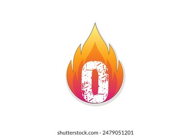 O Buchstabe Logo Design im Feuer Initial im Aquarell-Stil Premium Vektorgrafik