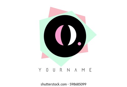 O  Letter Logo Design with Geometric Pastel Colored Shapes.