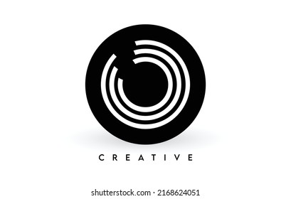 O letter logo design on a black circle. Creative White lines A letter Logo Icon Vector Illustration.