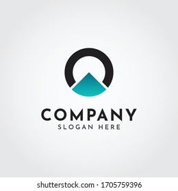 O letter logo design template for business. Abstract letter O icon design with arrow going UP.