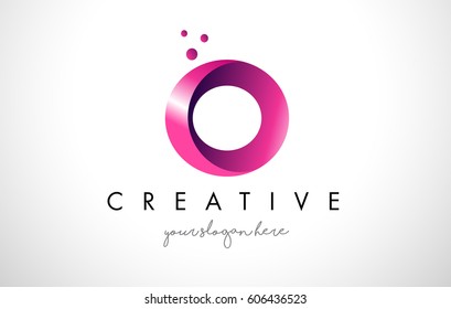 O Letter Logo Design Template with Purple Colors and Dots