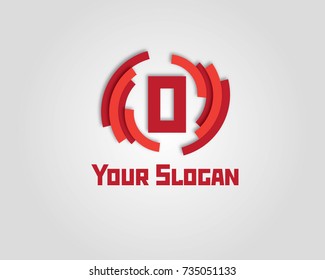 O Letter Logo Design Vector With Circle. 3D Illustration.
