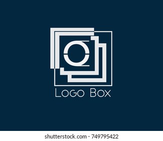 O Letter Logo Design Vector With Box