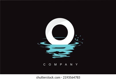 O Letter Logo Design with Water Splash Ripples Drops Reflection Vector Icon Illustration.