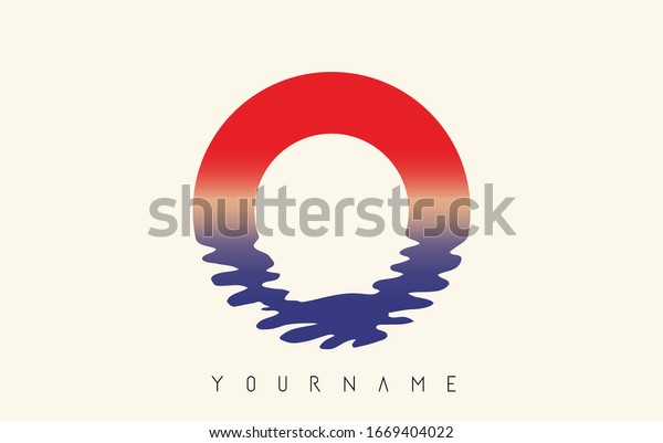 O Letter Logo Design Water Effect Stock Vector Royalty Free