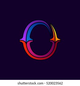 O letter logo in elegant multicolor faceted style. Slab serif font. Vintage vector typeface for labels, headlines, posters, cards etc.