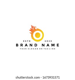 Plantilla vectorial de diseño de incendio del logotipo de la letra O
