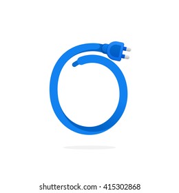 O letter logo formed by plug cable. Vector design template elements for your music application or corporate identity.
