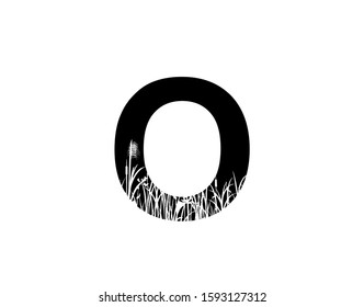 O Letter Logo With Grass or Reeds Inside.