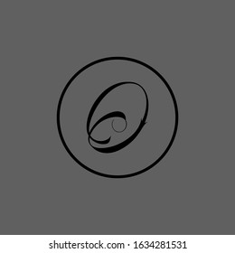 O letter logo with gray background.Black frame.O letter icon.