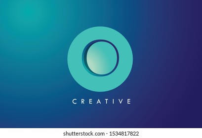 O Letter Logo Icon Design With Paper Cut Creative Look Vector Illustration in Blue Green Colors.