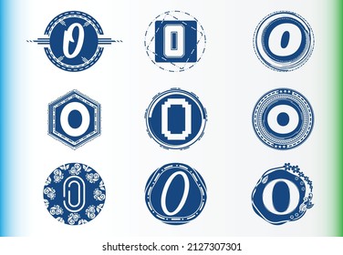Logotipo de letra O y conjunto de plantillas de diseño de iconos