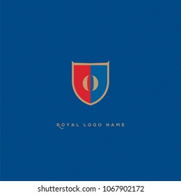 O Letter Logo, Icon in shield shape vector element.