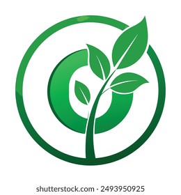 O letter logo initial green leaf logo design