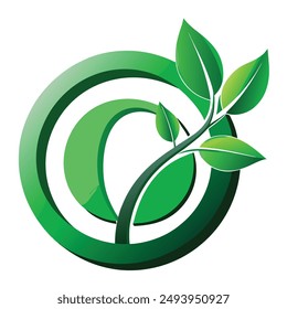 O letter logo initial green leaf logo design