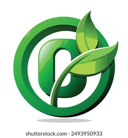 O letter logo initial green leaf logo design