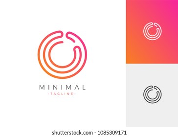 O Letter Logo Initials Design Template. Minimal Line Vector Logo Illustration