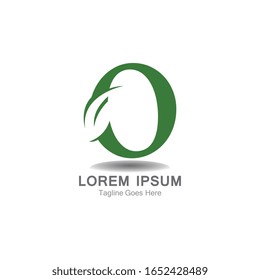 O Letter logo with leaf  concept template design