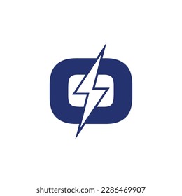 O Letter Logo With Lightning Thunder Bolt Vector Design. Electric Bolt Letter O Logo Vector Illustration.