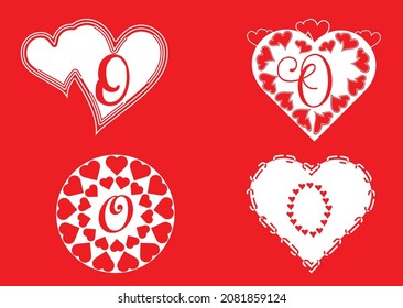 O letter logo with love icon, valentines day design template