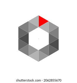 O letter logo. Lowercase polygon Style Geometric Colorful Alphabet Font Logo Vector. mosaic logo icon design template elements. With black,white and red colour contrast.  
