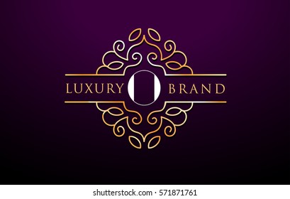 O Letter Logo Luxury.Royal Monogram Design with Golden Metal Colors.