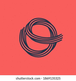 O letter logo made of five parallel lines with noise texture. Impossible shape style. Vector vintage font for boutique labels, chic headlines, jewelry posters, wedding cards etc.