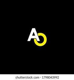 A O letter logo monogram design on black background.A O letter design for company logo