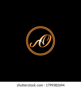 Diseño de monograma con logotipo de letra O sobre fondo negro.Logotipo de letra O para diseño de moda