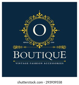 o Letter logo, Monogram design elements, line art logo design. Beautiful Boutique Logo Designs, Business sign, Restaurant, Royalty, Cafe, Hotel, Heraldic, Jewelry, Fashion, Wine. Vector illustration