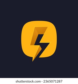 O letter logo with negative space lightning. Flash vector monogram. Electric bolt icon. Perfect type for energy labels, superhero t-shirt print, rock music posters, delivery art, electromobile adv.