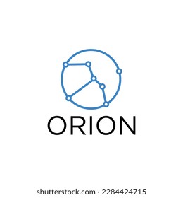 Logotipo de letra O con concepto de constelación de oriones y diseño abstracto