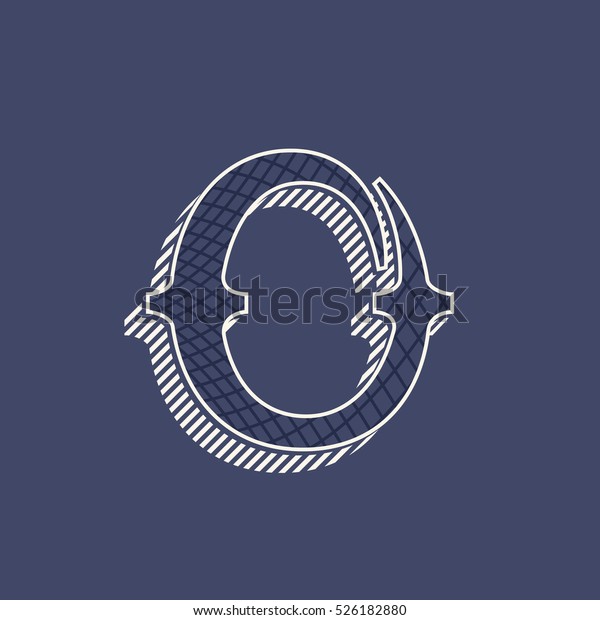 O\
letter logo in retro money style with line pattern and shadow. Slab\
serif type. Vintage vector font for labels and\
posters.