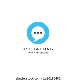 O letter logo with speech bubble negative space. premium design vector icon
