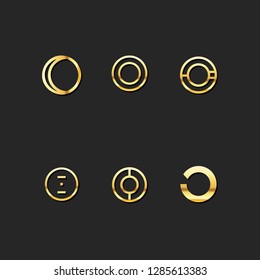 O Letter Logo Template Vector Set. Gold M Symbol Logo Design Set