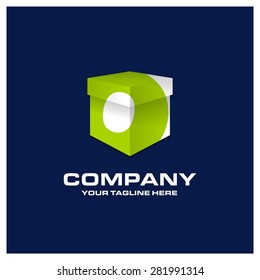 O Letter Logo - Text wrap around Product box creative green bold business logo - Vector illustration