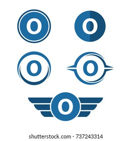 O Letter Logo Vector Set. O Letter in Circle and Wings Logo