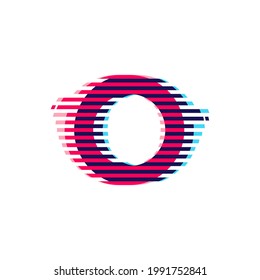 O letter logo with vibrant line glitch effect. Vector font perfect to use in your nightlife labels, expressive game screen, electronic identity.