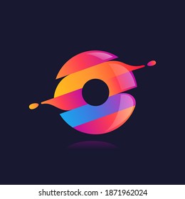 O letter logo with vibrant wave gradient shift. Vector font perfect to use in any disco labels, dj cards, nightlife posters, expressive identity, etc.