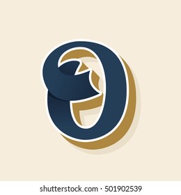 O letter logo in vintage style. Vector elements for sportswear, barber, restaurant, card, label or poster.