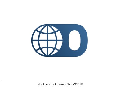 O letter logo, world globe logo.