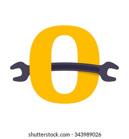 O letter logo with wrench. Vector repair design template elements for your application or corporate identity.