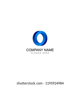 O letter loop style 3d vector logo design