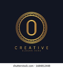 O letter luxury style flourishes ornament logo design Template with vector illustration.