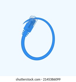 O carta hecha con cable de red azul. Tipo de letra de diseño digital de cable rj45 para el logotipo y los titulares de la tecnología, logotipo digital, empresas eléctricas identidad corporativa y más